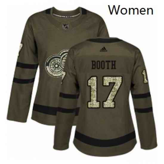 Womens Adidas Detroit Red Wings 17 David Booth Authentic Green Salute to Service NHL Jersey
